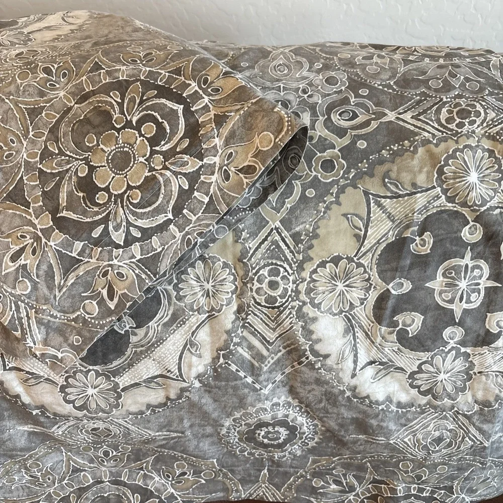 POTTERY BARN Jacolyn ? DUVET COVER F/Q 2 STD SHAMS, GREY/WHITE SPARE BR DISPLAY